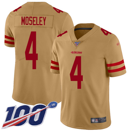 San Francisco 49ers #4 Emmanuel Moseley Gold Men's Stitched Limited Inverted Legend 100th Season Jersey Men's cheap jerseys for sale - CheapJerseys.Shop