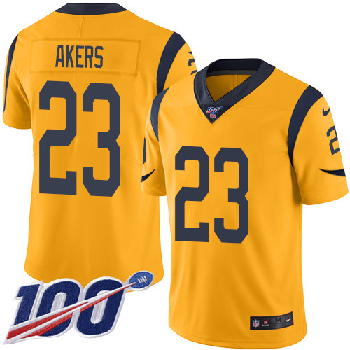 Los Angeles Rams #23 Cam Akers Gold Men's Stitched Limited Rush 100th Season Jersey Men's cheap jerseys for sale - CheapJerseys.Shop