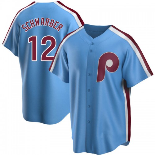 Philadelphia Philadelphia Phillies #12 Kyle Schwarber Men's Light Blue Road Cooperstown Collection Replica Player Jersey Men's cheap jerseys for sale - CheapJerseys.Shop