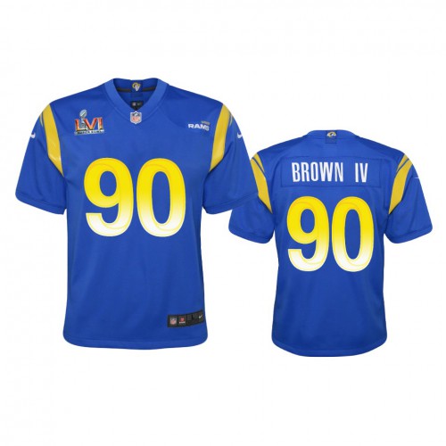 Los Angeles Los Angeles Rams #90 Earnest Brown IV Youth Super Bowl LVI Patch Game Jersey - Royal Youth cheap jerseys for sale - CheapJerseys.Shop
