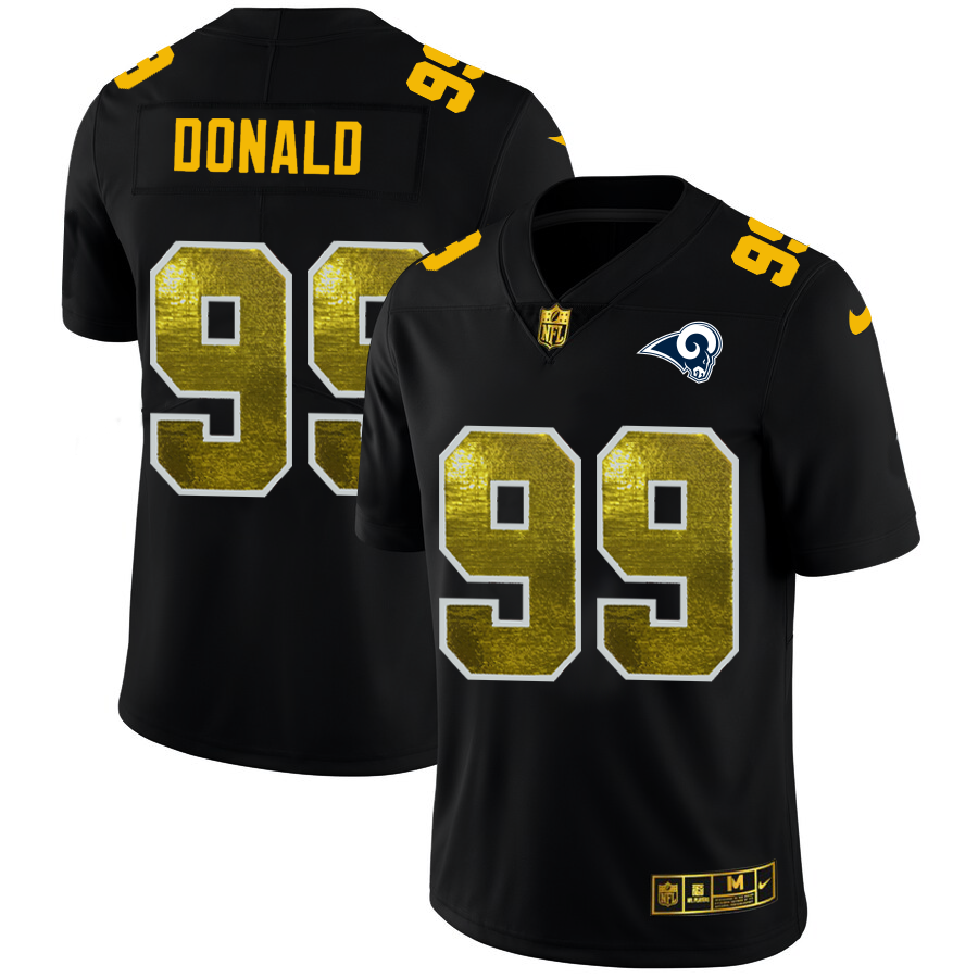 Los Angeles Rams #99 Aaron Donald Men's Black Golden Sequin Vapor Limited Jersey cheap jerseys for sale - CheapJerseys.Shop