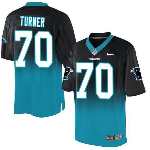 Carolina Panthers #70 Trai Turner Black/Blue Men's Stitched Elite Fadeaway Fashion Jersey Men's cheap jerseys for sale - CheapJerseys.Shop