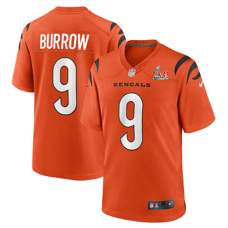 Cincinnati Bengals #9 Joe Burrow Orange Super Bowl LVI Patch Alternate Game Jersey cheap jerseys for sale - CheapJerseys.Shop