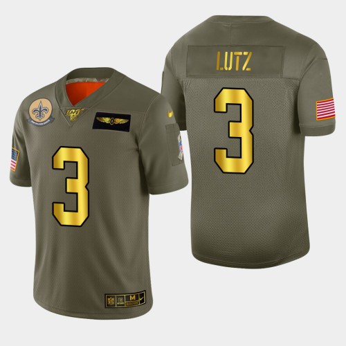 New Orleans New Orleans Saints #3 Wil Lutz Men's Olive Gold 2019 Salute to Service Limited 100 Jersey Men's cheap jerseys for sale - CheapJerseys.Shop