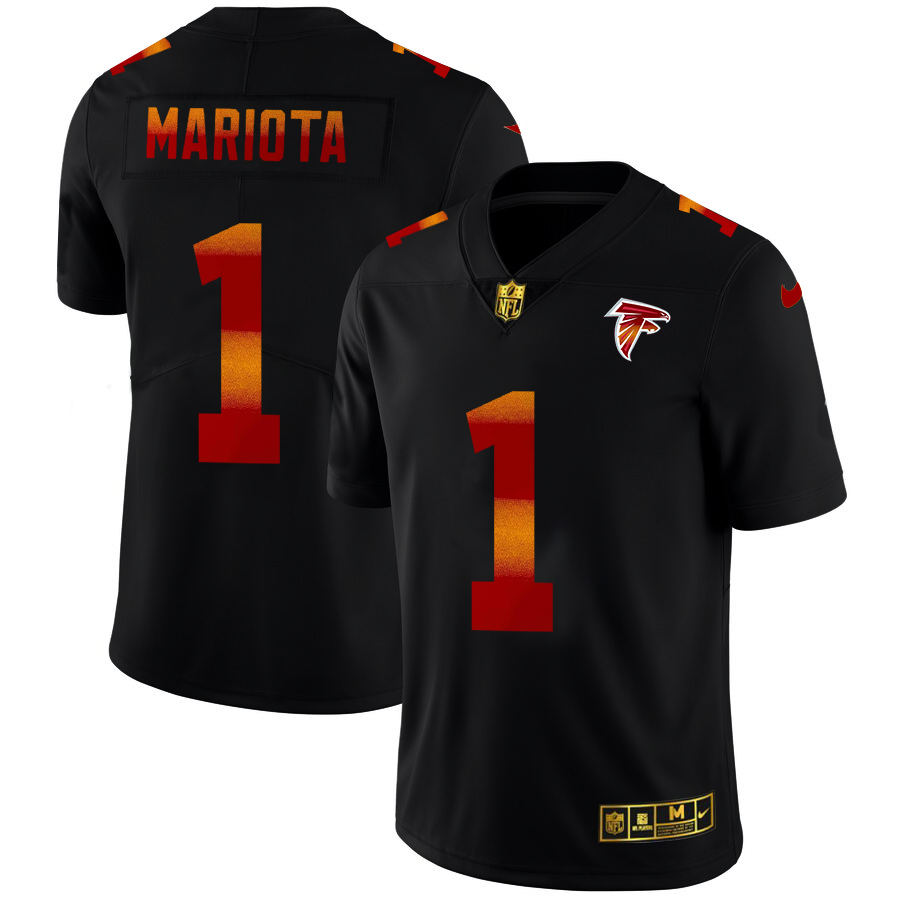 Atlanta Falcons #1 Marcus Mariota Men's Black Red Orange Stripe Vapor Limited Jersey cheap jerseys for sale - CheapJerseys.Shop