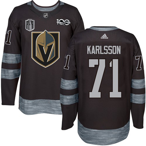 Golden Knights #71 William Karlsson Black Youth 2023 Stanley Cup Final Patch 100th Anniversary Stitched Jersey cheap jerseys for sale - CheapJerseys.Shop