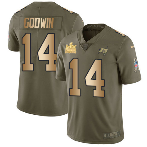 Buccaneers #14 Chris Godwin Olive/Gold Men's Super Bowl LV Champions Patch Stitched Limited 2017 Salute To Service Jersey cheap jerseys for sale - CheapJerseys.Shop