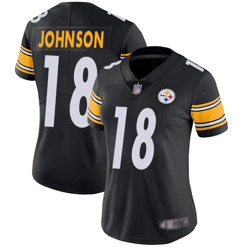 Pittsburgh Steelers #18 Diontae Johnson Black Team Color Women's Stitched Vapor Untouchable Limited Jersey Womens cheap jerseys for sale - CheapJerseys.Shop
