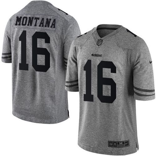 49ers #16 Joe Montana Gray Men's Stitched Limited Gridiron Gray Jersey cheap jerseys for sale - CheapJerseys.Shop