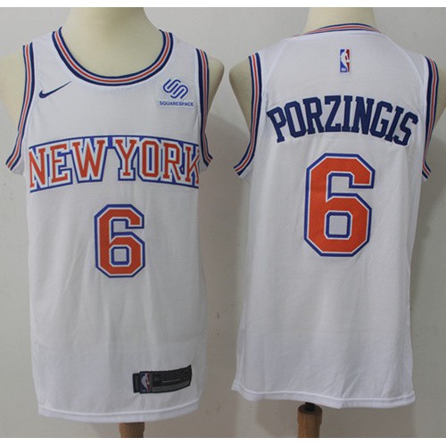 New York Knicks #6 Kristaps Porzingis White Swingman Hardwood Classics Jersey Mens cheap jerseys for sale - CheapJerseys.Shop