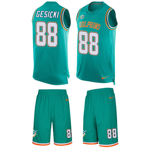 Dolphins #88 Mike Gesicki Aqua Green Team Color Men's Stitched Limited Tank Top Suit Jersey cheap jerseys for sale - CheapJerseys.Shop