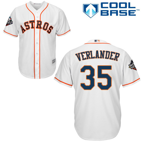 Houston Astros #35 Justin Verlander White Cool Base 2019 World Series Bound Stitched Youth Jersey Youth cheap jerseys for sale - CheapJerseys.Shop
