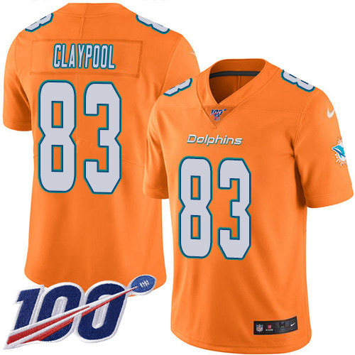 Dolphins #83 Chase Claypool Orange Men's Stitched Limited Rush 100th Season Jersey cheap jerseys for sale - CheapJerseys.Shop
