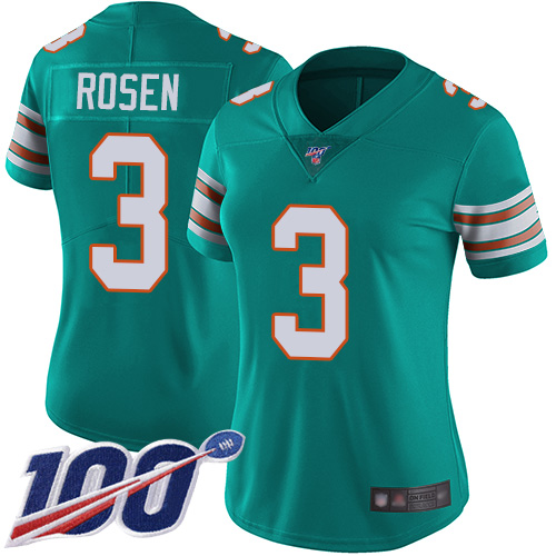 Miami Dolphins #3 Josh Rosen Aqua Green Alternate Women's Stitched 100th Season Vapor Limited Jersey Womens cheap jerseys for sale - CheapJerseys.Shop
