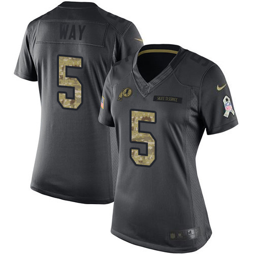 Washington Commanders #5 Tress Way Black Women's Stitched Limited 2016 Salute to Service Jersey Womens cheap jerseys for sale - CheapJerseys.Shop