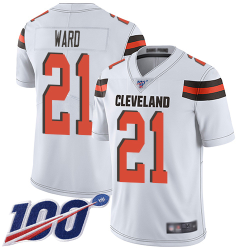 Browns #21 Denzel Ward White Men's Stitched 100th Season Vapor Limited Jersey cheap jerseys for sale - CheapJerseys.Shop
