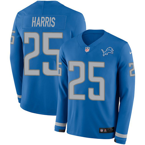 Detroit Lions #25 Will Harris Blue Team Color Men's Stitched Limited Therma Long Sleeve Jersey Men's cheap jerseys for sale - CheapJerseys.Shop