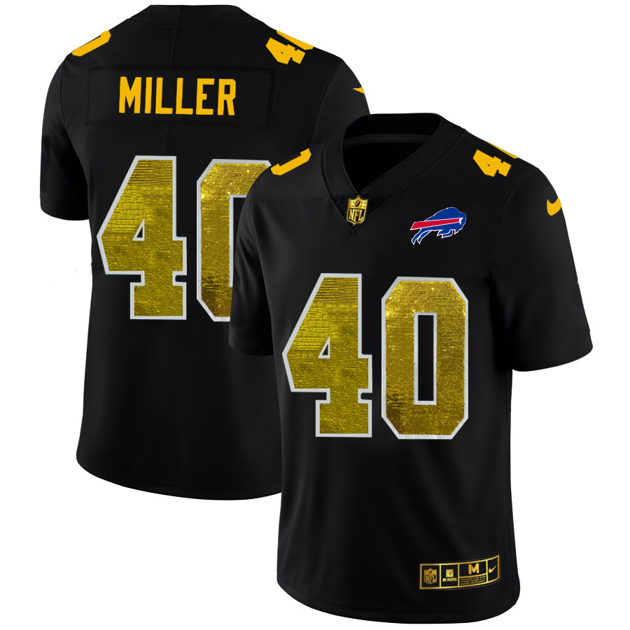 Buffalo Bills #40 Von Miller Men's Black Golden Sequin Vapor Limited Jersey cheap jerseys for sale - CheapJerseys.Shop