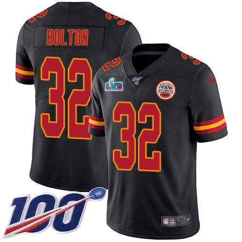 Chiefs #32 Nick Bolton Black Super Bowl LVII Patch Men's Stitched Limited Rush 100th Season Jersey cheap jerseys for sale - CheapJerseys.Shop