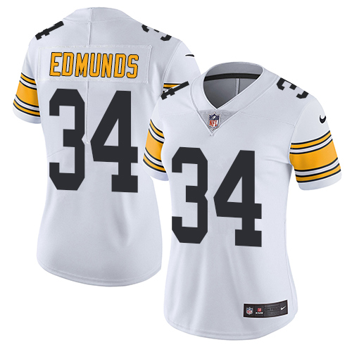 Pittsburgh Steelers #34 Terrell Edmunds White Women's Stitched Vapor Untouchable Limited Jersey Womens cheap jerseys for sale - CheapJerseys.Shop