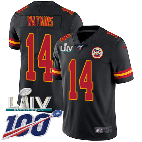 Kansas City Chiefs #14 Sammy Watkins Black Super Bowl LIV 2020 Men's Stitched Limited Rush 100th Season Jersey Men's cheap jerseys for sale - CheapJerseys.Shop