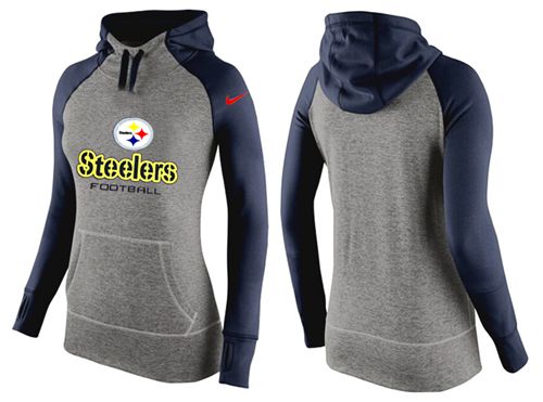 Women's Pittsburgh Steelers Performance Hoodie Grey & Dark Blue_2 cheap jerseys for sale - CheapJerseys.Shop