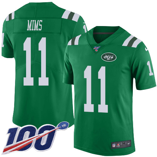New York Jets #11 Denzel Mim Green Men's Stitched Limited Rush 100th Season Jersey Men's cheap jerseys for sale - CheapJerseys.Shop