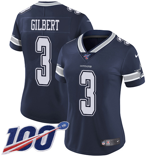 Dallas Cowboys #3 Garrett Gilbert Navy Blue Team Color Women's Stitched 100th Season Vapor Untouchable Limited Jersey Womens cheap jerseys for sale - CheapJerseys.Shop