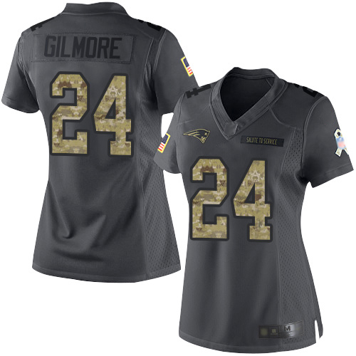 New England Patriots #24 Stephon Gilmore Black Women's Stitched Limited 2016 Salute to Service Jersey Womens cheap jerseys for sale - CheapJerseys.Shop