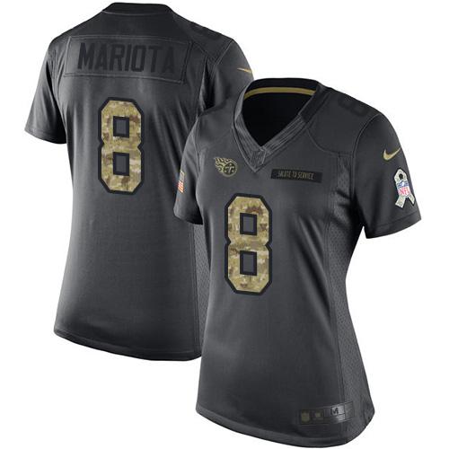 Tennessee Titans #8 Marcus Mariota Black Women's Stitched Limited 2016 Salute to Service Jersey Womens cheap jerseys for sale - CheapJerseys.Shop
