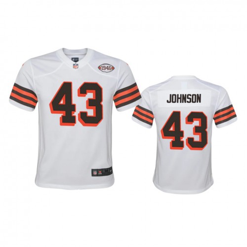 Youth Cleveland Browns #43 John Johnson 1946 Collection Alternate Game Limited Jersey - White Youth cheap jerseys for sale - CheapJerseys.Shop
