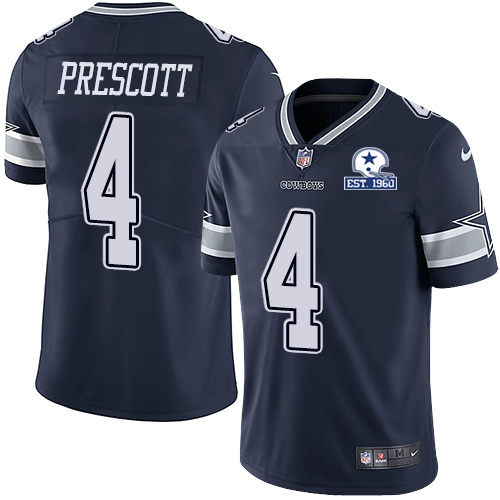 Cowboys #4 Dak Prescott Navy Blue Team Color Men's Stitched With Established In 1960 Patch Vapor Untouchable Limited Jersey cheap jerseys for sale - CheapJerseys.Shop