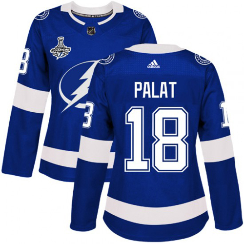 Tampa Bay Lightning #18 Ondrej Palat Blue Home Authentic Women's 2020 Stanley Cup Champions Stitched Jersey Womens cheap jerseys for sale - CheapJerseys.Shop