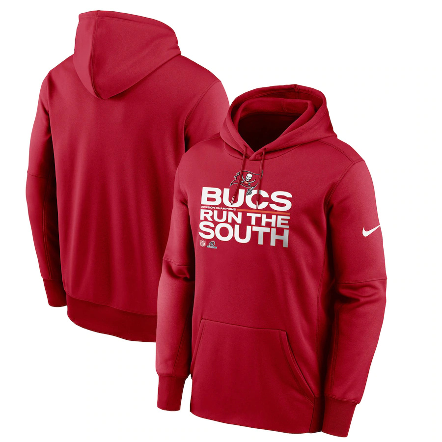 Men's Tampa Bay Buccaneers Red 2021 NFC South Division Champions Trophy Collection Pullover Hoodie cheap jerseys for sale - CheapJerseys.Shop