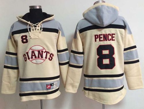 Giants #8 Hunter Pence Cream Sawyer Hooded Sweatshirt Hoodie cheap jerseys for sale - CheapJerseys.Shop