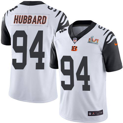 Bengals #94 Sam Hubbard White Super Bowl LVI Patch Men's Stitched Limited Rush Jersey cheap jerseys for sale - CheapJerseys.Shop