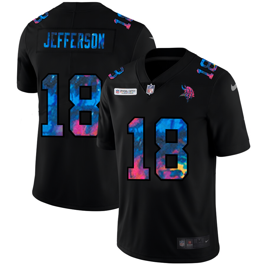 Minnesota Vikings #18 Justin Jefferson Men's Multi-Color Black 2020 Crucial Catch Vapor Untouchable Limited Jersey cheap jerseys for sale - CheapJerseys.Shop