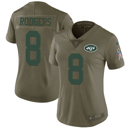 Jets #8 Aaron Rodgers Olive Women's Stitched Limited 2017 Salute To Service Jersey cheap jerseys for sale - CheapJerseys.Shop