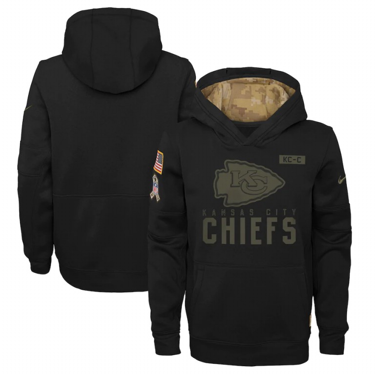 Kansas City Chiefs Youth 2020 Salute To Service Pullover Performance Hoodie Black cheap jerseys for sale - CheapJerseys.Shop