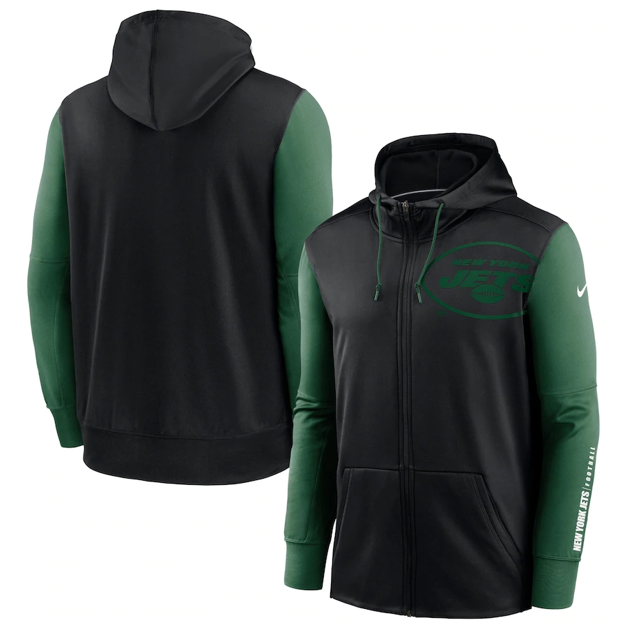 New York Jets Black Green Fan Gear Mascot Performance Full-Zip Hoodie cheap jerseys for sale - CheapJerseys.Shop