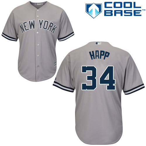 New York Yankees #34 J.A. Happ Grey New Cool Base Stitched Jersey Men's cheap jerseys for sale - CheapJerseys.Shop