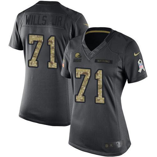 Cleveland Browns #71 Jedrick Wills JR Black Women's Stitched Limited 2016 Salute to Service Jersey Womens cheap jerseys for sale - CheapJerseys.Shop