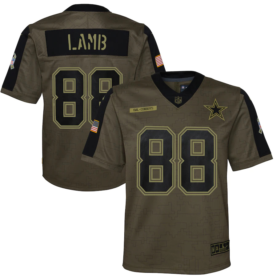 Dallas Cowboys #88 CeeDee Lamb Olive Youth 2021 Salute To Service Game Jersey cheap jerseys for sale - CheapJerseys.Shop