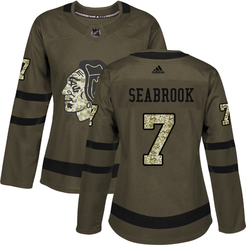 Chicago Blackhawks #7 Brent Seabrook Green Salute to Service Women's Stitched Jersey Womens cheap jerseys for sale - CheapJerseys.Shop