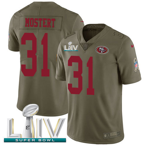 San Francisco 49ers #31 Raheem Mostert Olive Super Bowl LIV 2020 Men's Stitched Limited 2017 Salute To Service Jersey Men's cheap jerseys for sale - CheapJerseys.Shop