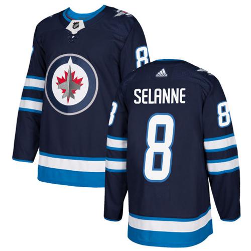 Winnipeg Jets #8 Teemu Selanne Navy Blue Home Authentic Stitched Jersey Men's cheap jerseys for sale - CheapJerseys.Shop