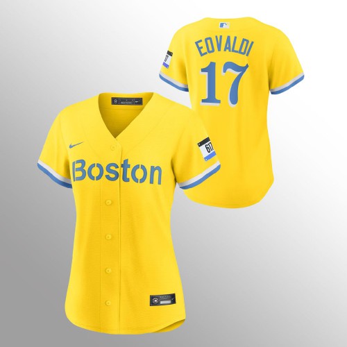 Boston Boston Red Sox #17 Nathan Eovaldi Women's 2021 City Connect Gold Fans Version Jersey Womens cheap jerseys for sale - CheapJerseys.Shop