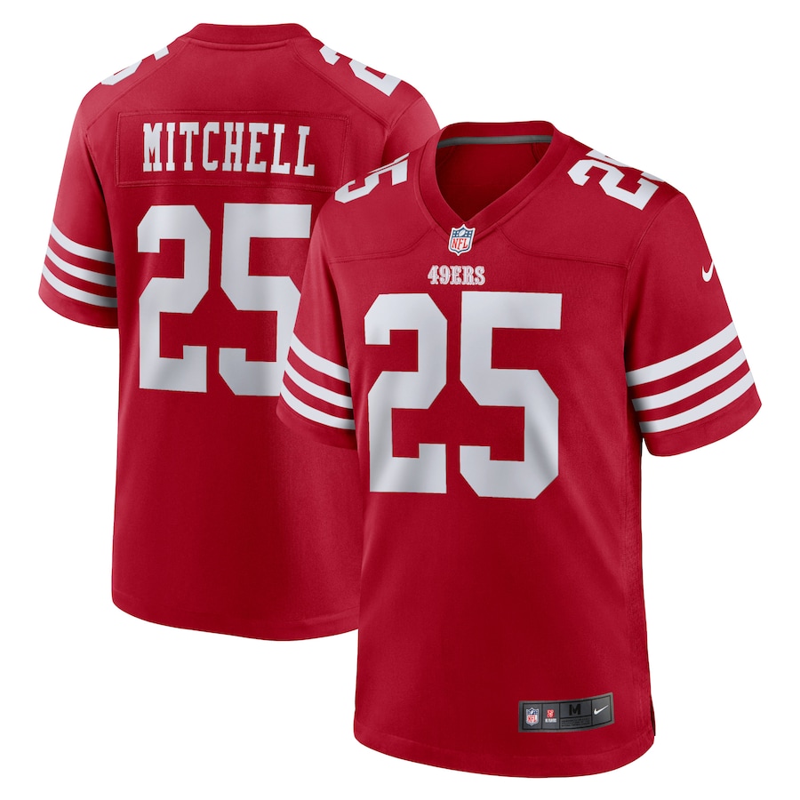 San Francisco 49ers #25 Elijah Mitchell Men's 2022 Player Game Jersey - Scarlet cheap jerseys for sale - CheapJerseys.Shop