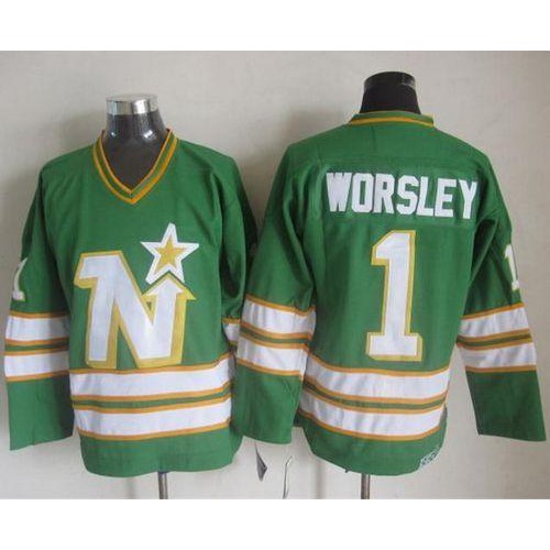 Dallas Stars #1 Gump Worsley Green CCM Throwback Stitched Jersey Men's cheap jerseys for sale - CheapJerseys.Shop