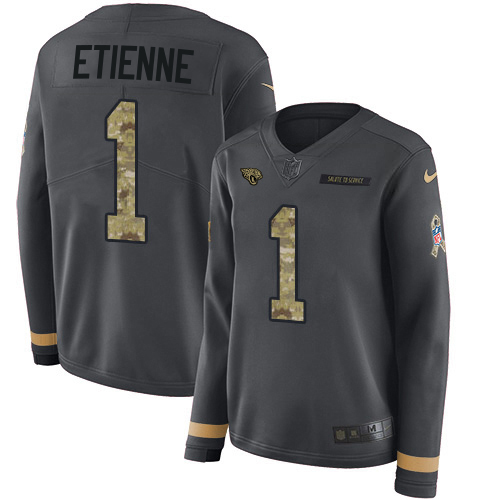 Jaguars #1 Travis Etienne Anthracite Salute To Service Women's Stitched Limited Therma Long Sleeve Jersey cheap jerseys for sale - CheapJerseys.Shop